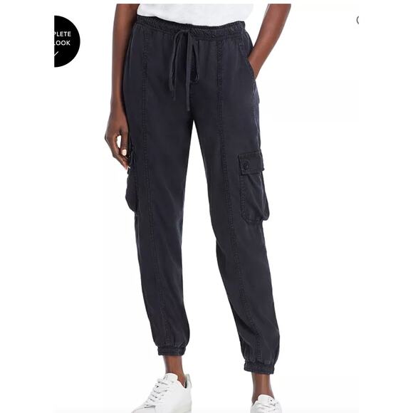 Bella Dahl Cargo Track Jogger Pants Black with Drawstring Womens Lyocell Capsule - Picture 3 of 13